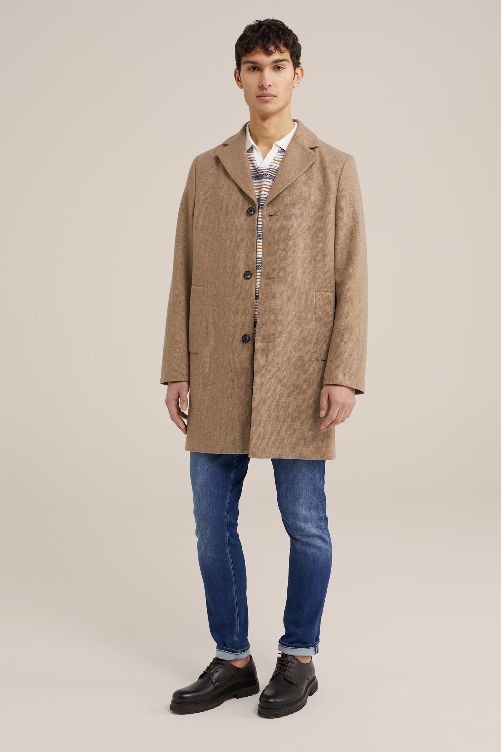 overjas met dessin WE Fashion Beige