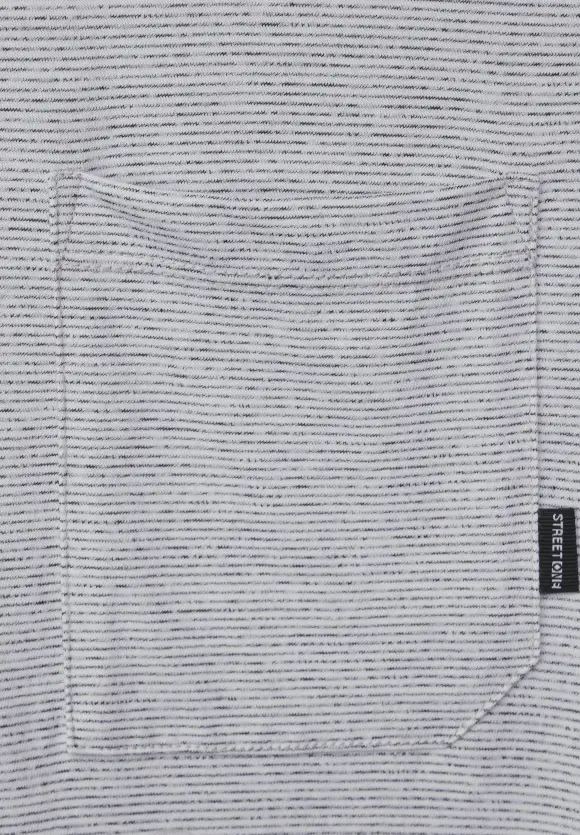 T-Shirt mit feinen Streifen - White