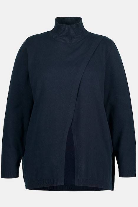 Pullover, Saumschlitz, Stehkragen, Langarm, Biobaumwolle
