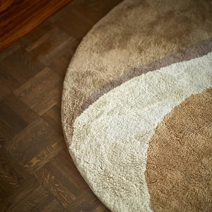 HKliving - Natural Waves Badematte, Ø 120 cm, braun