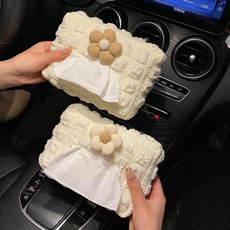 Karnemelk - Bloemen hangende auto tissueboxhoes