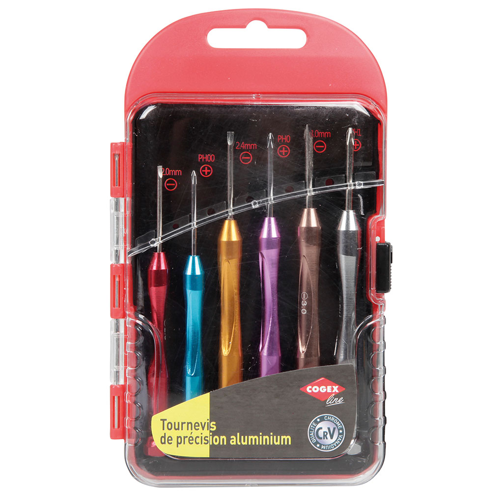 Lot de 6 tournevis de précision aluminium