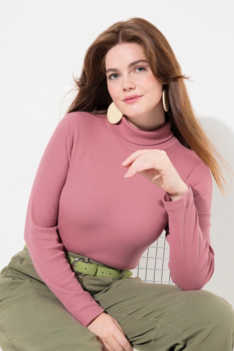 Body, Rippjersey, Stehkragen, Langarm, Biobaumwolle