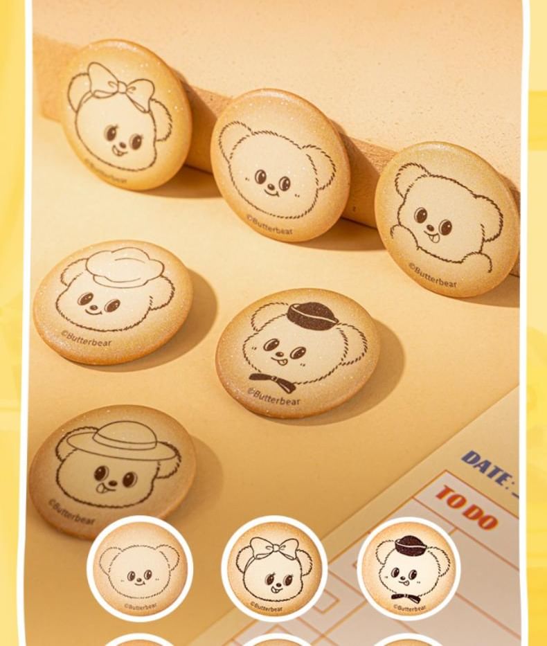Butterbear - Set van 6: Butterbear-koekjesbadge