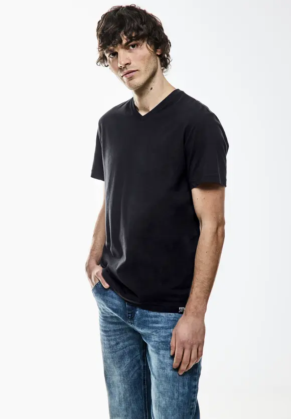 Basic V-Neck  T-Shirt - deep blue