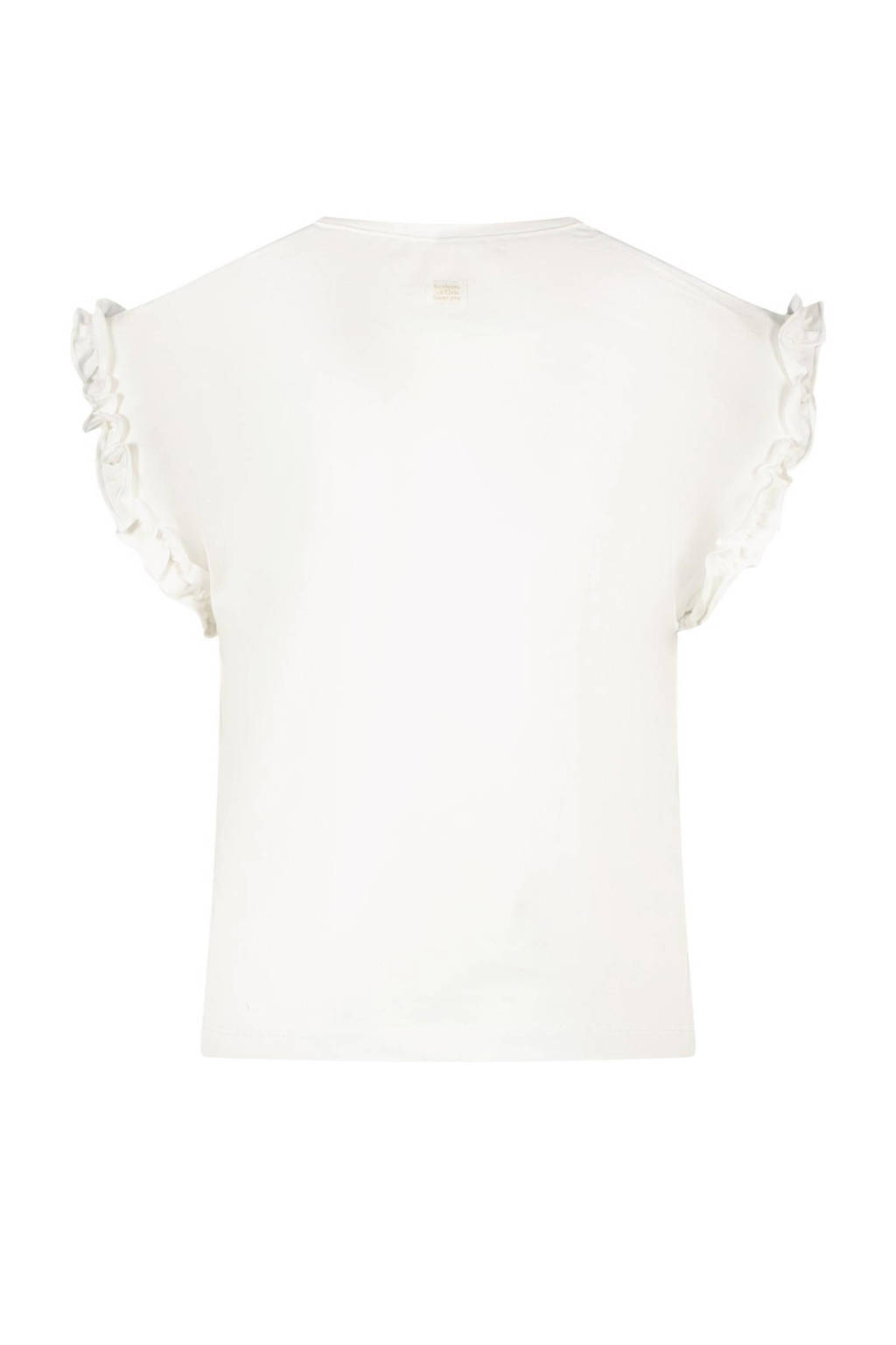 Le Chic T-shirt NOPALY met printopdruk en ruches wit