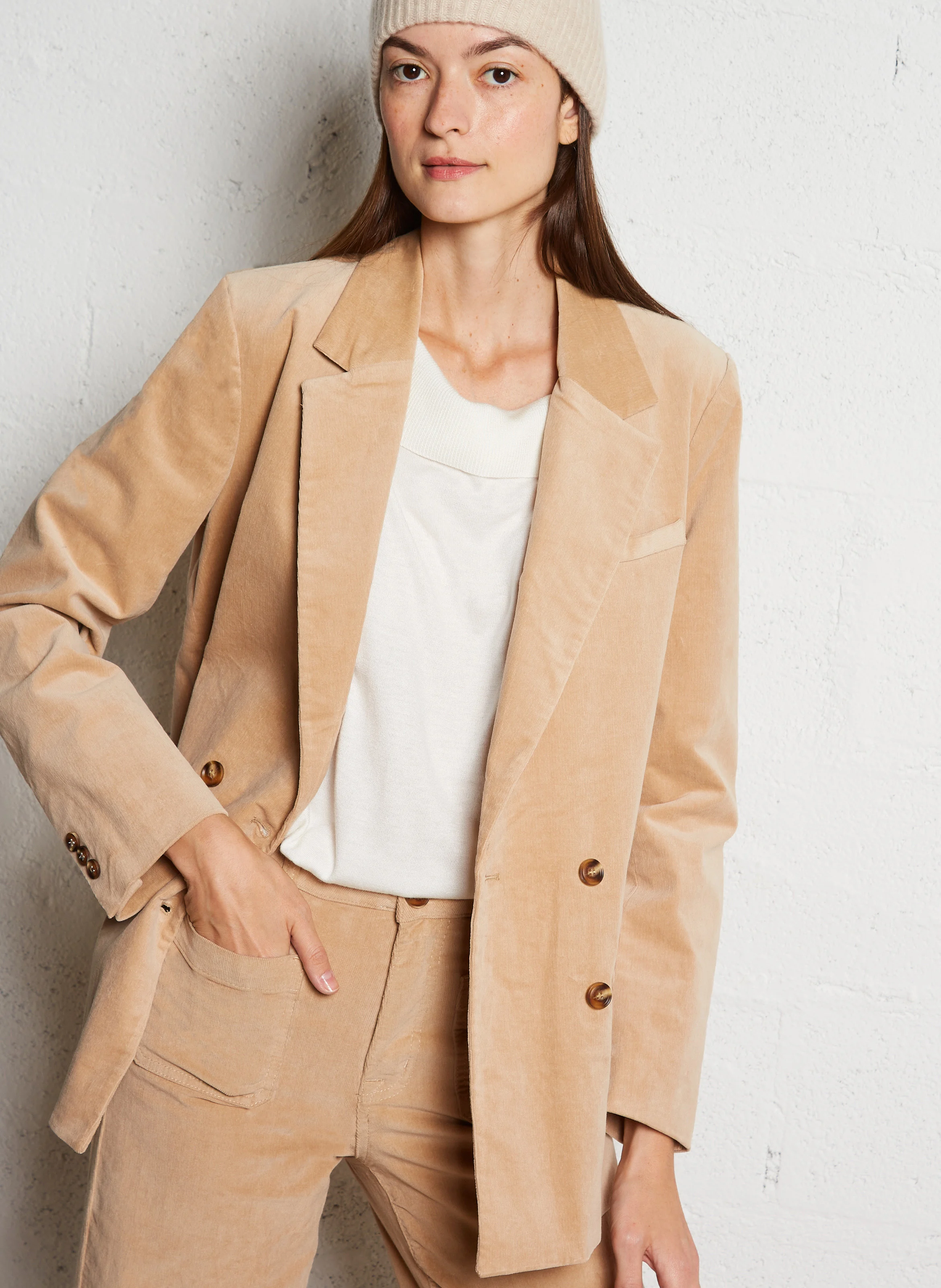 VICTOIRE - Veste tailleur ample en coton mélangé | Beige