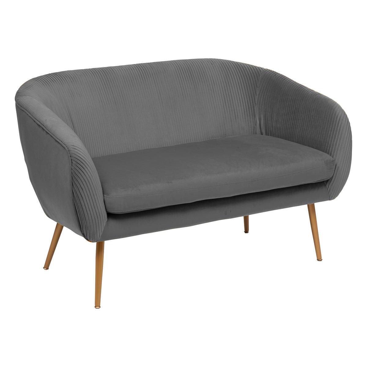 BANQUETTE 2 PLACES VELOURS SOLARO GRIS