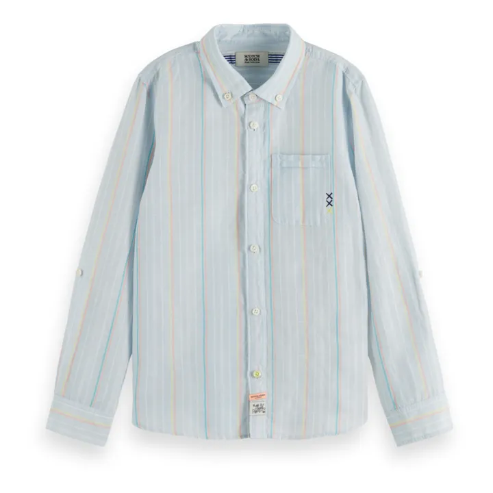 Scotch & Soda Chemise Rayée Lin | Bleu