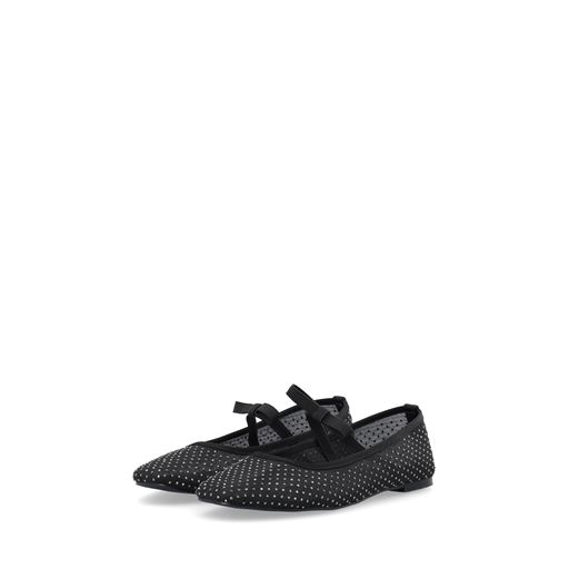 Bianco Fall Rhinestone Bow Ballerinasko, Black, 38
