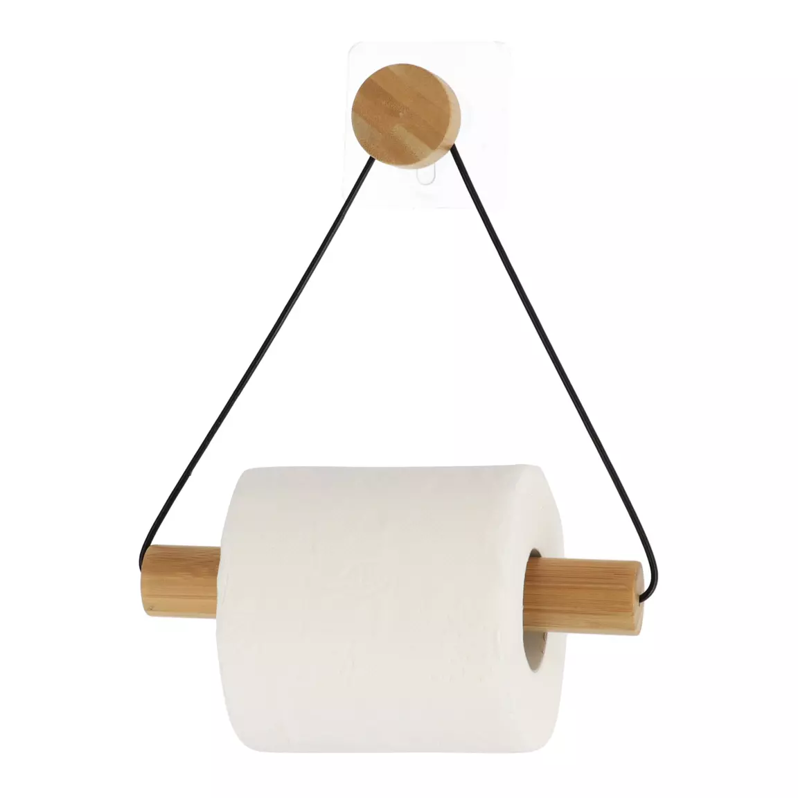 Dérouleur de papier toilette adhésif métal et bambou Easy Chic Noir