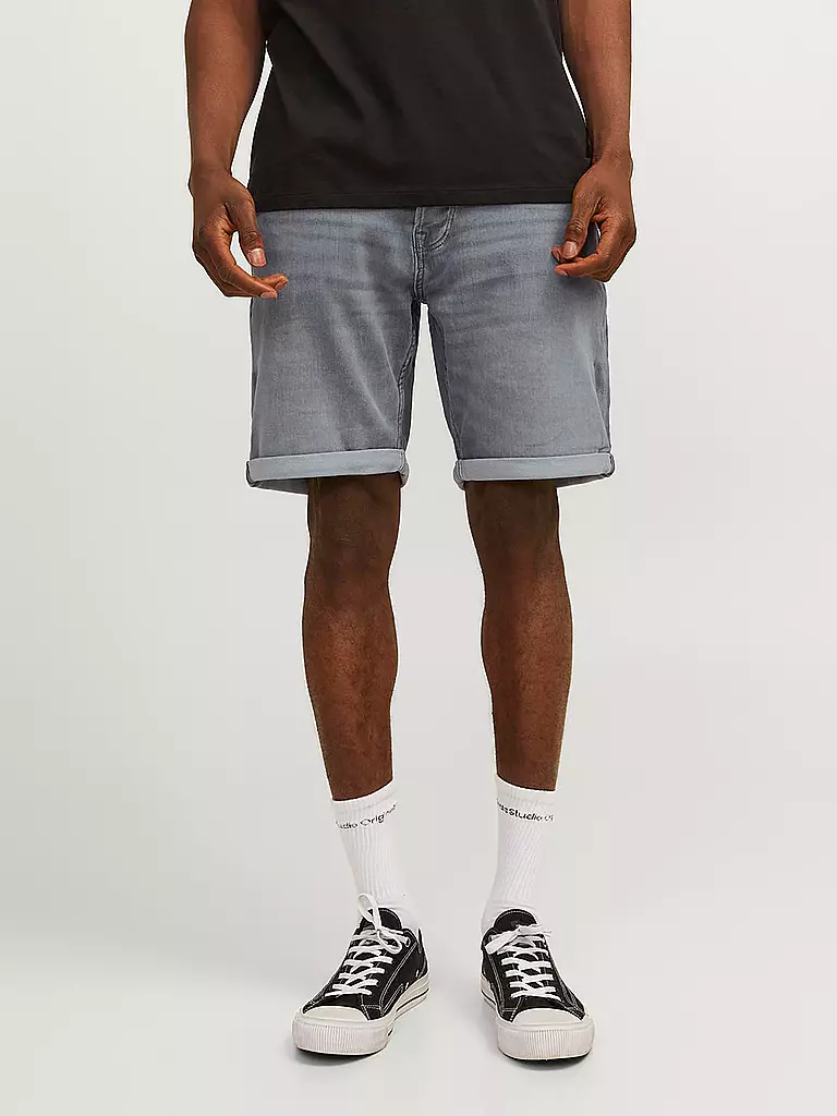 JACK & JONES Jeansshorts JJIRICK JJICON hellgrau