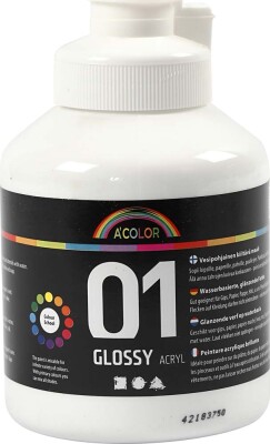 A-Color - Skole Akrylmaling - Blank - Hvid - 500 ML