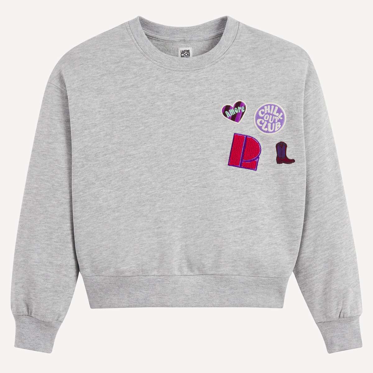 COLEÇÕES LA REDOUTE<br>Moletom de gola redonda com emblemas bordados
