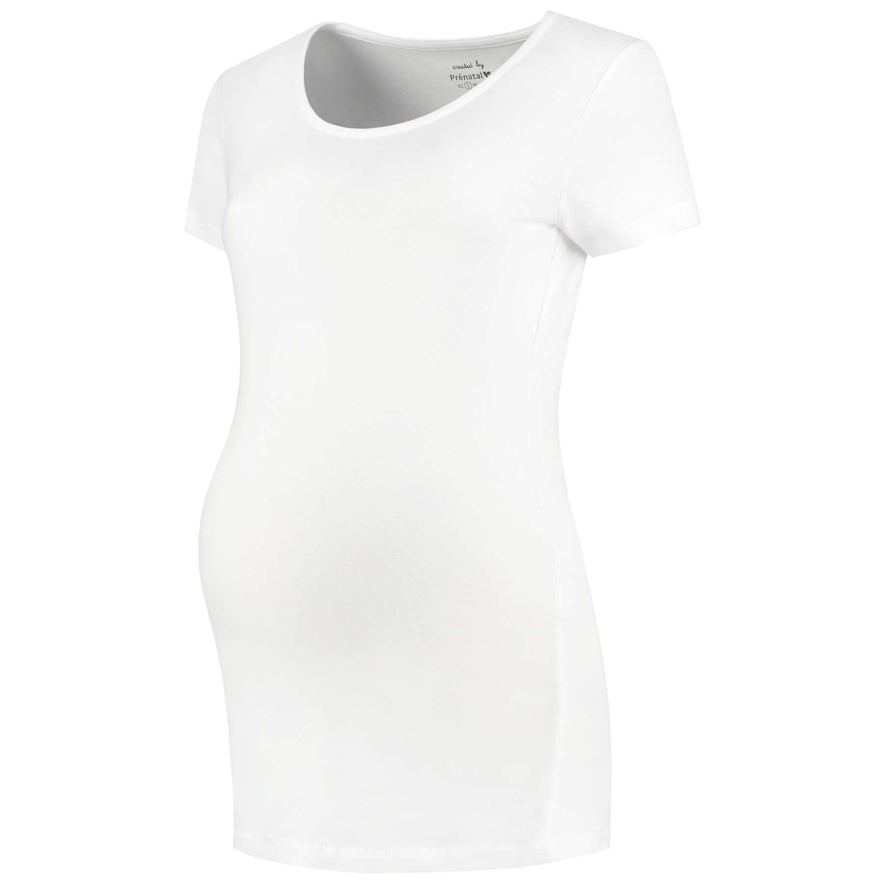 Prénatal zwangerschaps T-shirt korte mouwen effen wit
