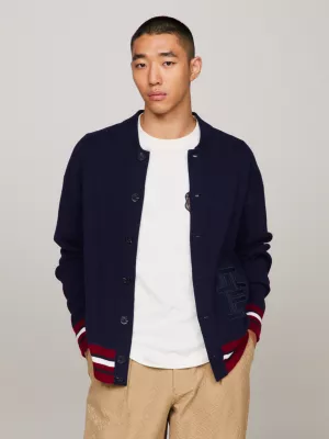 Cardigã Bomber Universitário Oversized com Monograma TH