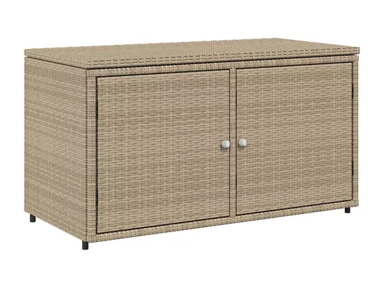 Armoire de rangement jardin beige 110x55x60,5 cm résine tressée