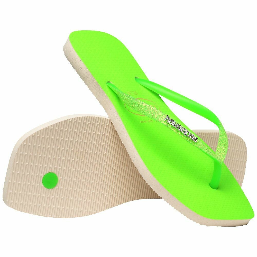 HAVAIANAS<br>Chinelo Slim Quadrado com Glitter Neon