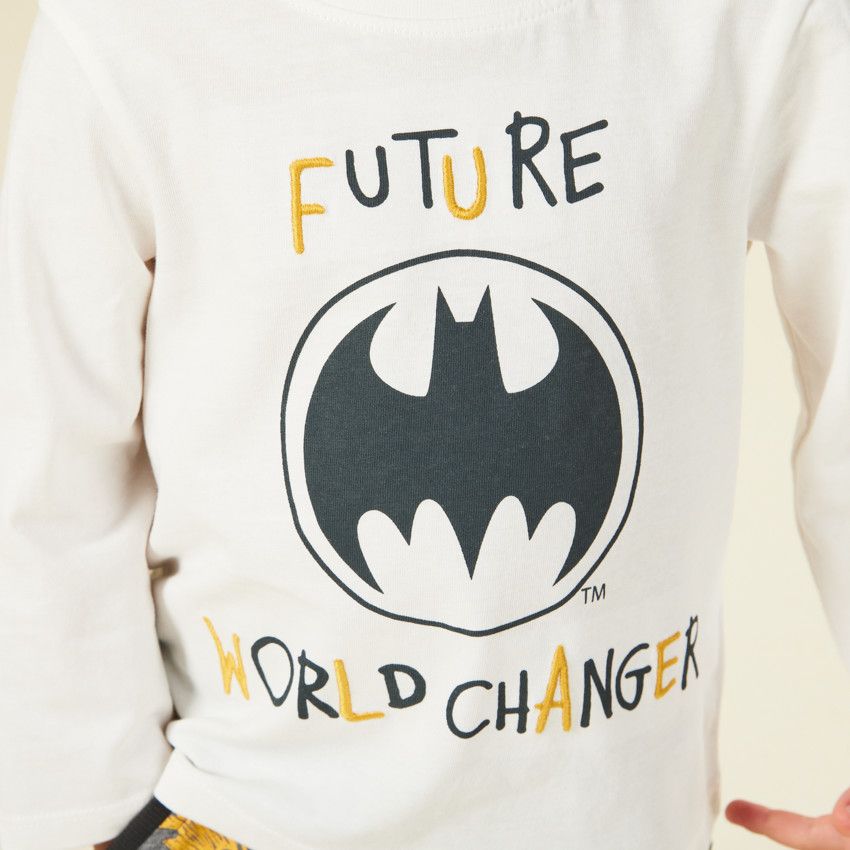 T-shirt manches longues Batman Warner pour bébé garçon - Ecru