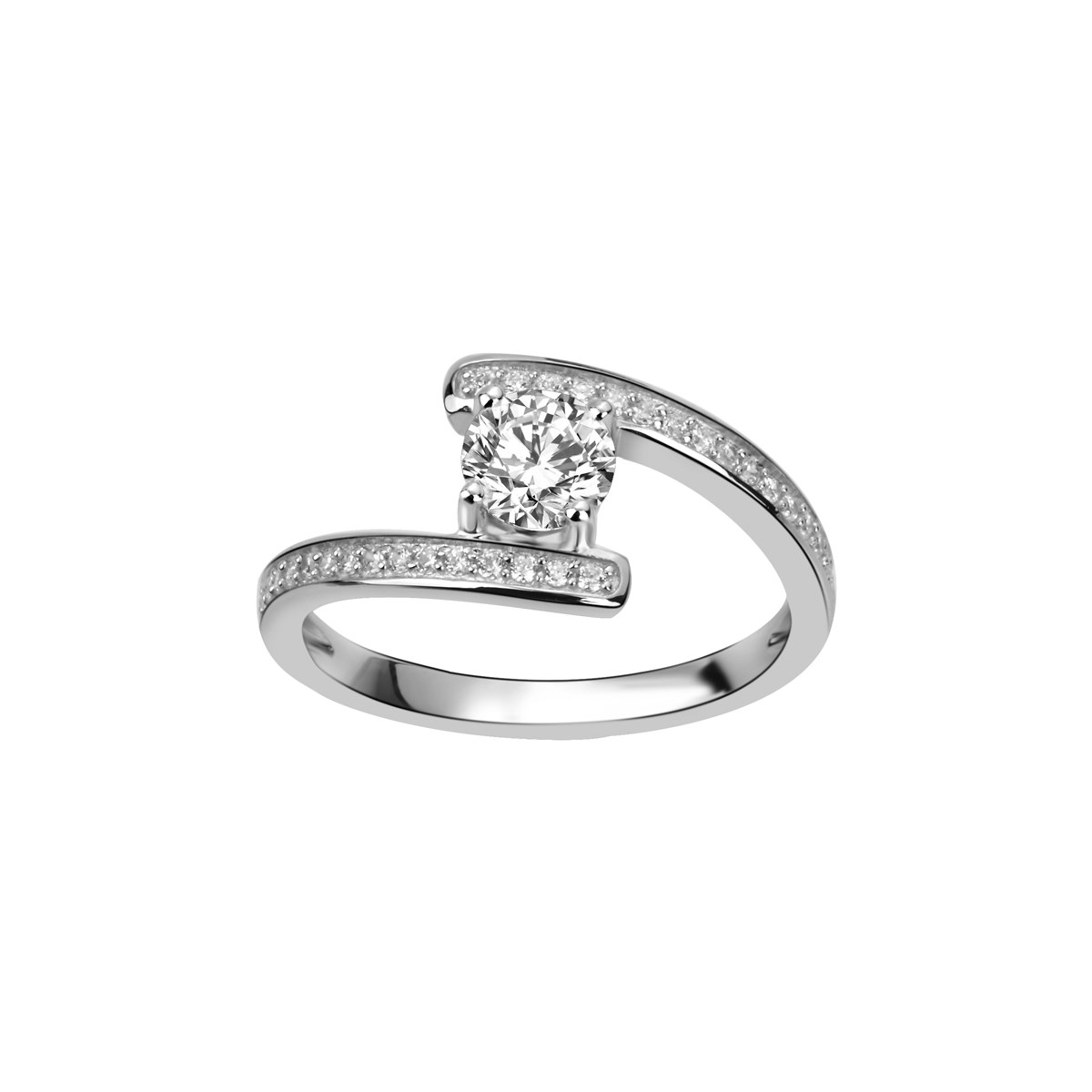 Bague de fiançailles en Argent avec oxyde de zirconium blanc