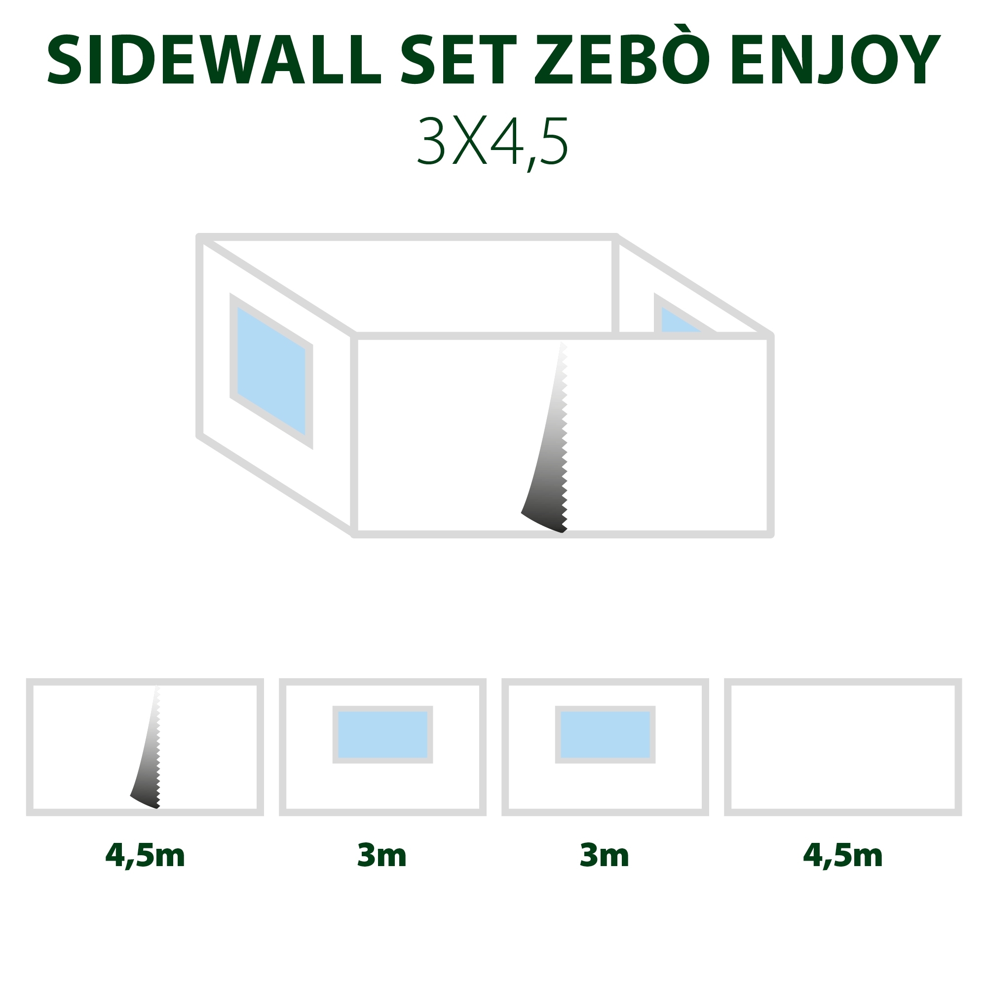 Brunner Zebo Enjoy 2.0 Seitenwand-Set 3 x 4,5 m