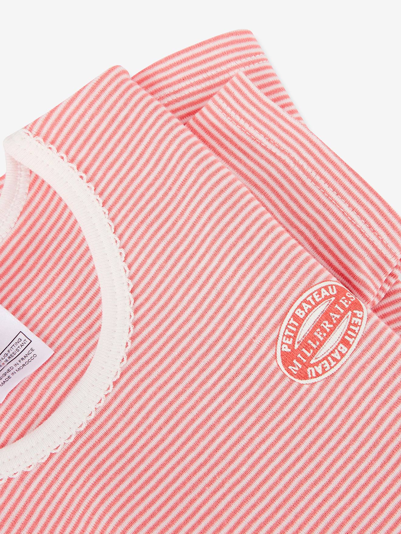 PETIT BATEAU pijama feminino listrado vermelho claro de algodão orgânico por PETIT BATEAU