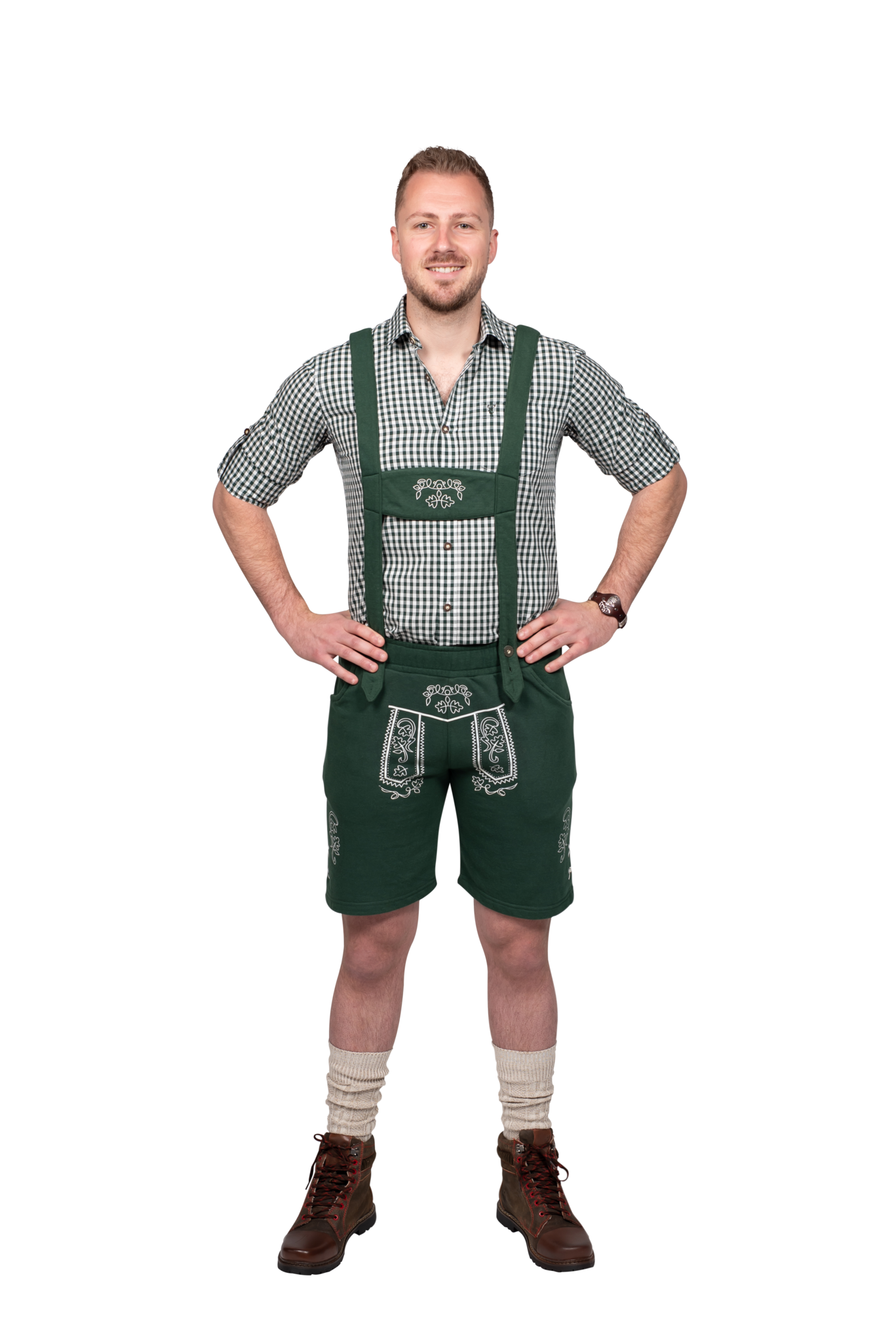 Lederhose Donkergroen Heren Leer