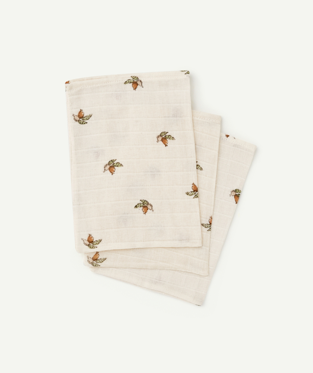 JOLLEINLOT DE 3 GANTS DE TOILETTE EN GAZE DE COTON IMPRIMÉ FORESTIER