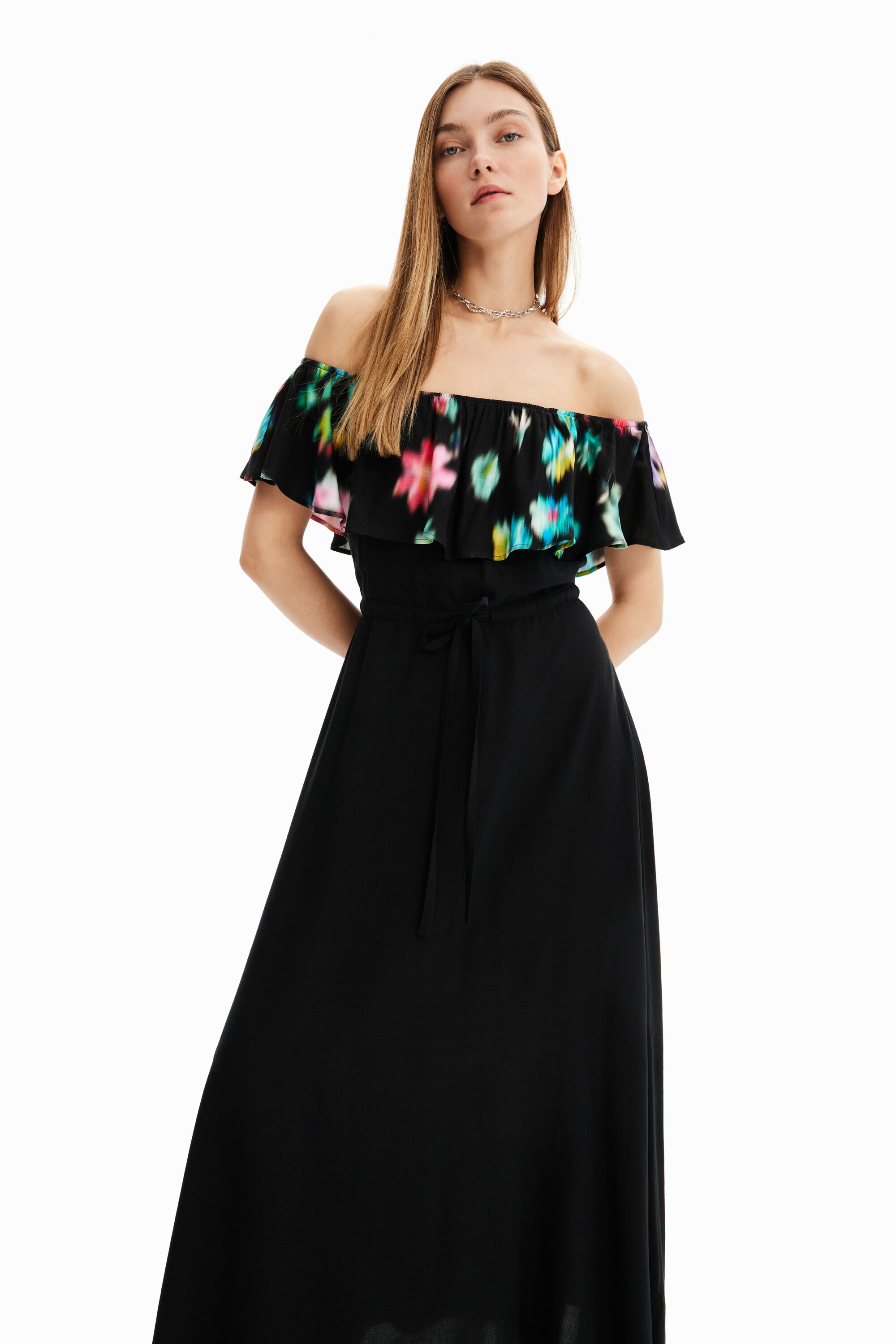 Robe longue volant floue