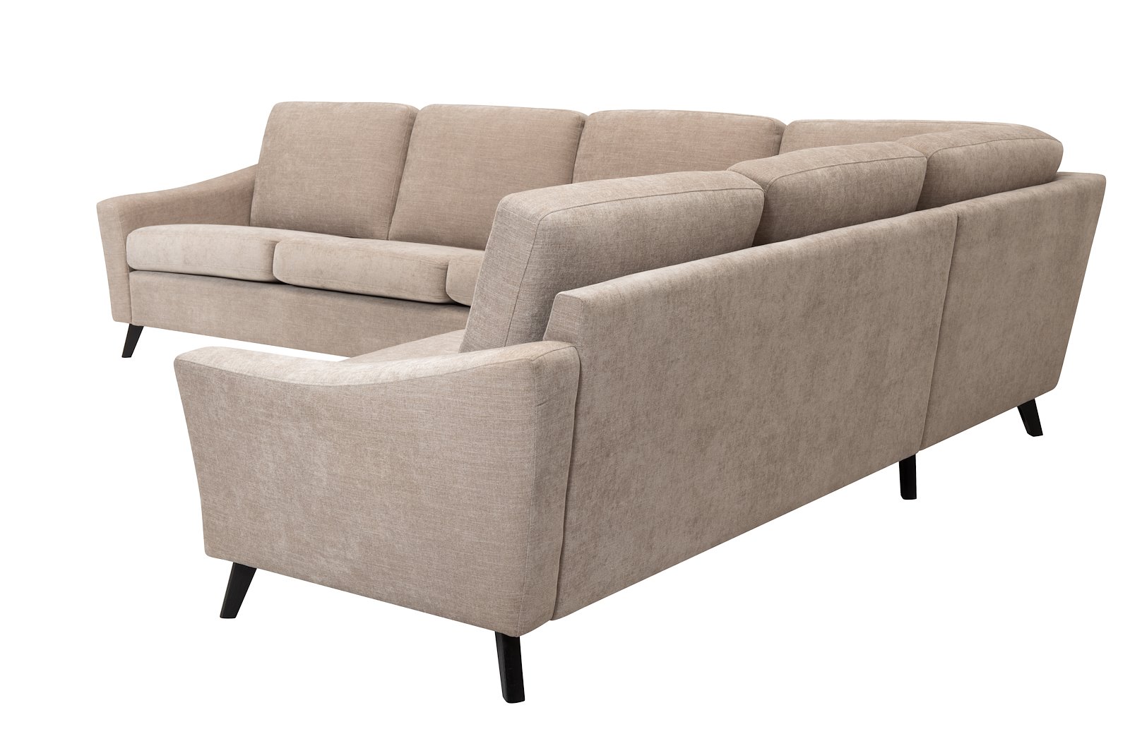Lona hjørnesofa 23 hjørnesofa (310V). I tekstil City 9970 beige, 70cm brede seter, arm 1 og 2M9K2 sorte ben. SA rygg skum