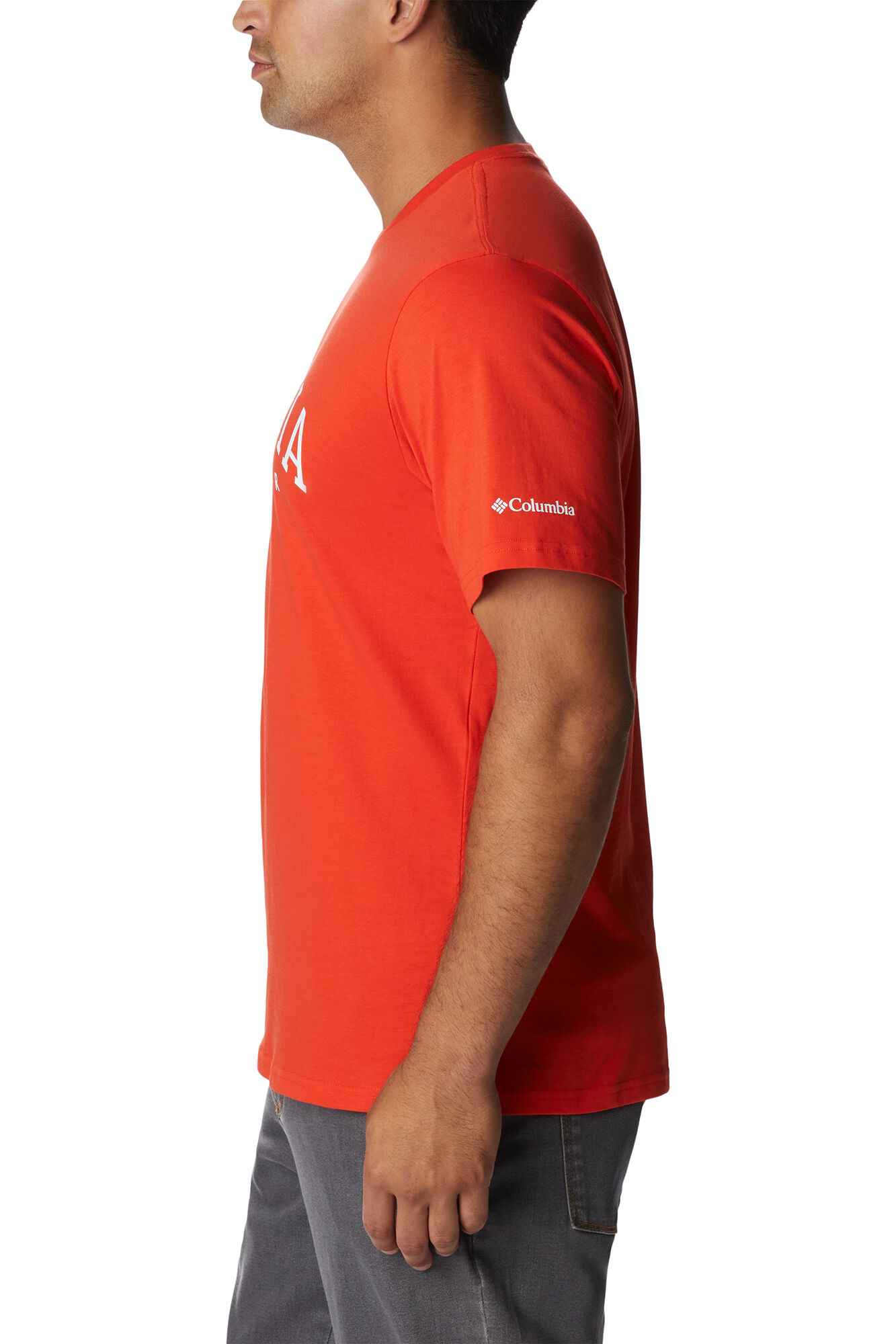 Camiseta masculina Columbia Rockaway River™ de manga curta com estampa - Vermelha
