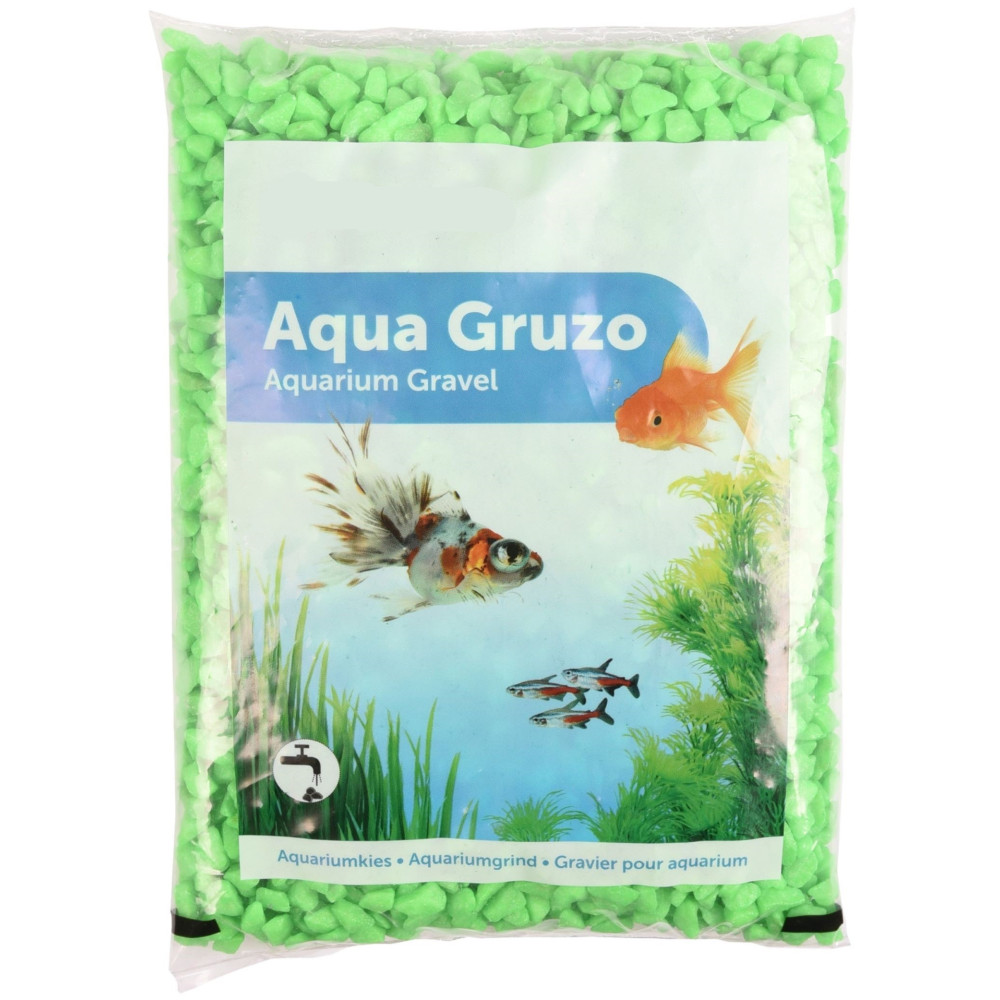 Gravier neon vert 1 kg pour aquarium.