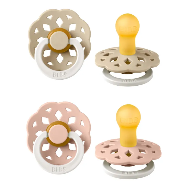 Bibs Tétines phosphorescentes en caoutchouc naturel Bohème - Set de 2 | Blush
