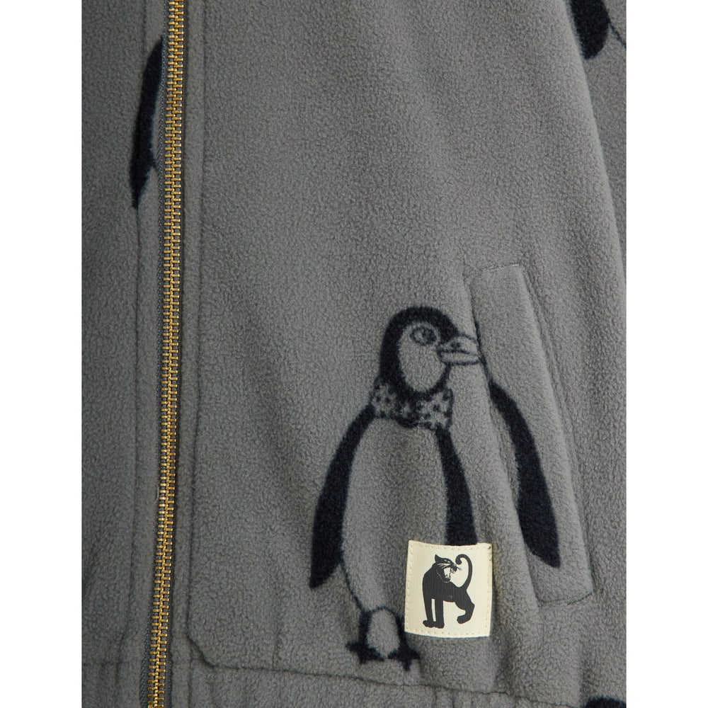 Køb Mini Rodini Grey Penguin AOP Fleece Jakke