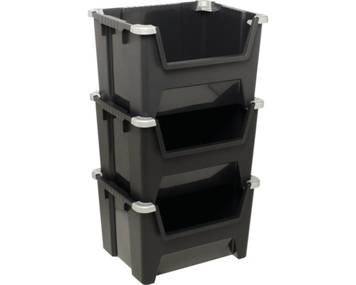 Stapelbare box, zwart, 45 l
