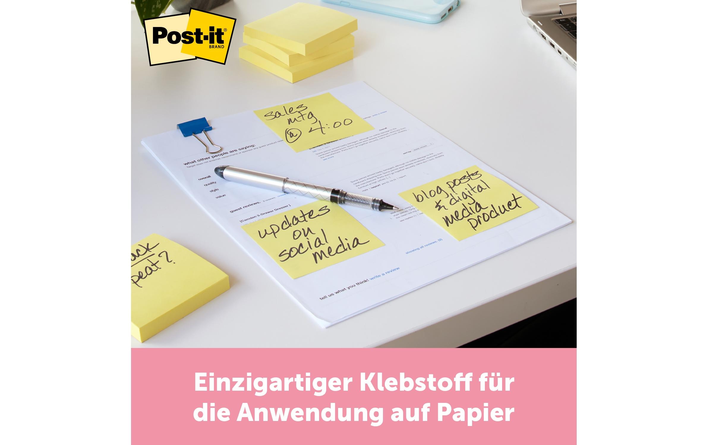 Notizzettel Post-it 5.1 x 3.8 cm, 4 Blöcke à 100 BlattPost-it Haftnotizen farbig im Vorteilspack