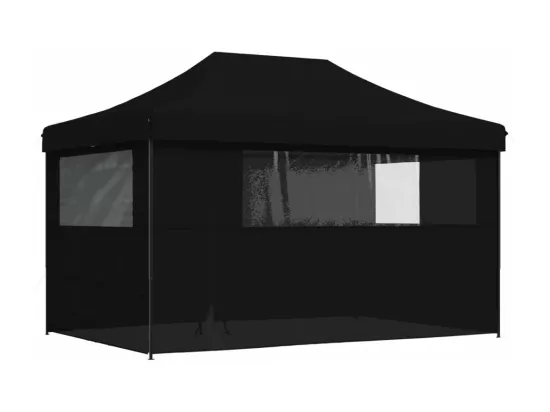 Tente de réception pliable escamotable 4 parois latérales noir