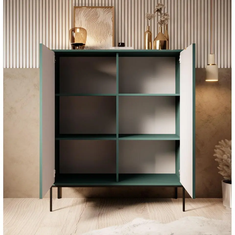 Meubella - Dressoir Navil - Groen - 104 cm - Hoog