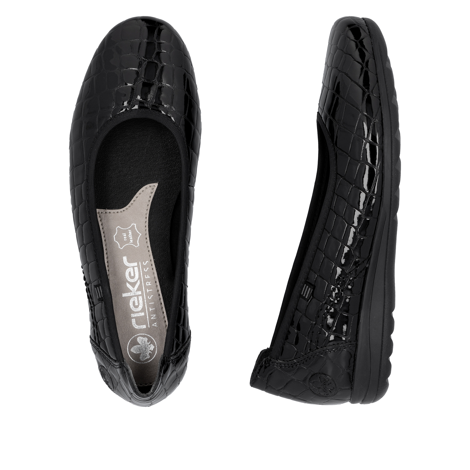 Rieker Black Croc Patent Ballerina