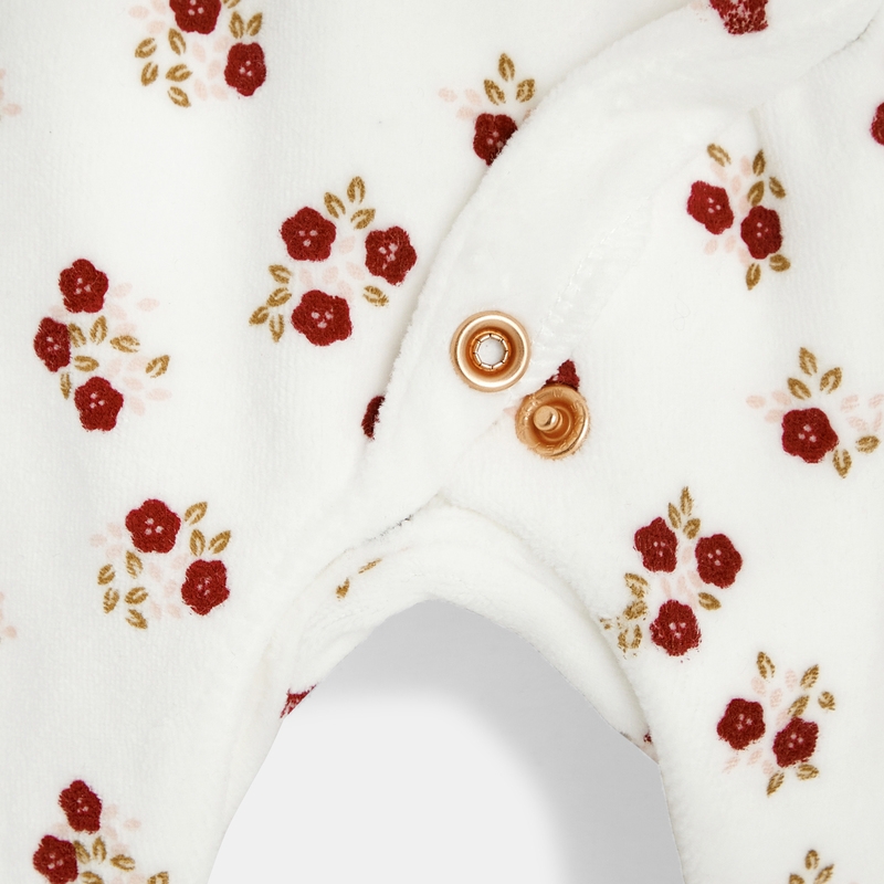 Dors-bien velours fleuri et gilet blanc naissance