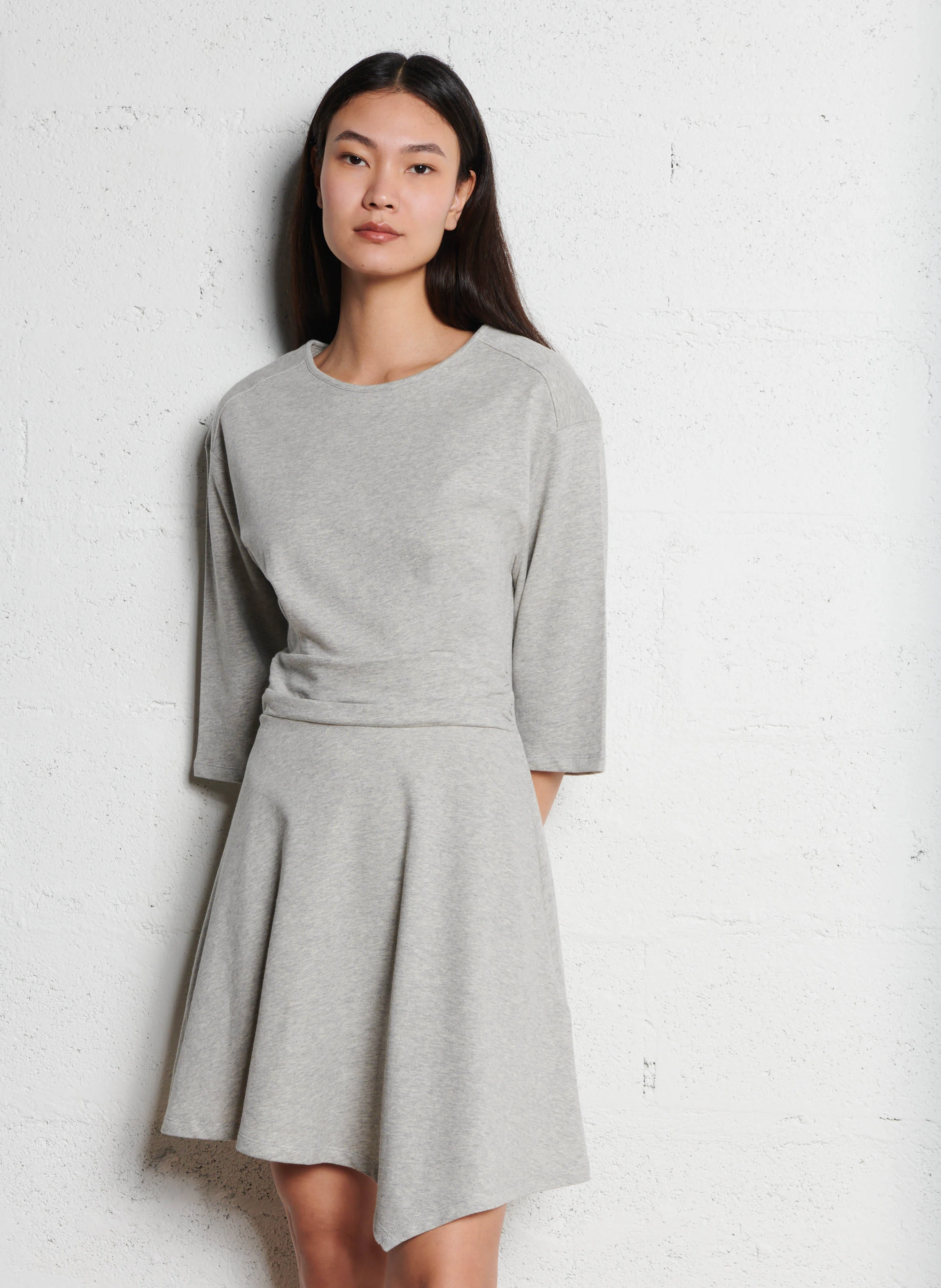 ASTORIA - Robe courte col rond en coton | Gris