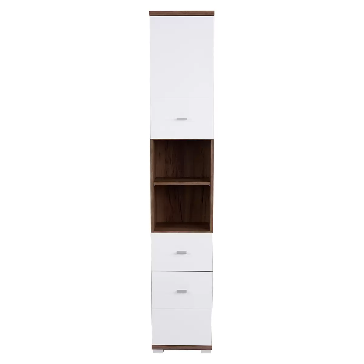 Hochschrank Bari dunkelbraun,weiss,Chrom,Eiche
