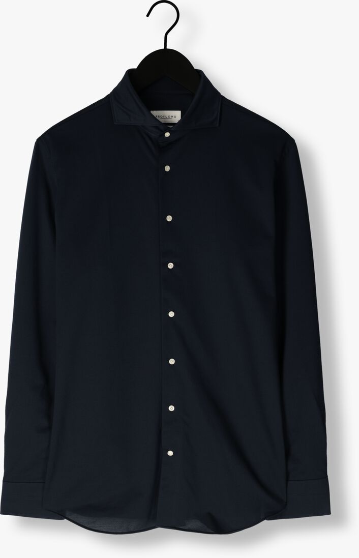 donkerblauwe profuomo klassiek overhemd shirt x-cutaway japanese knitted