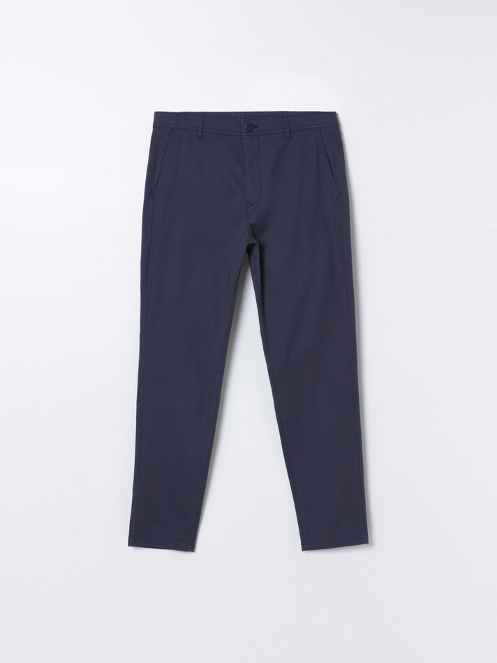 Calça chino com microestampa - Azul-marinho
