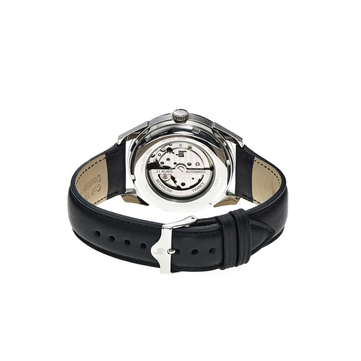 Montre Lip mixte automatique acier cuir noir