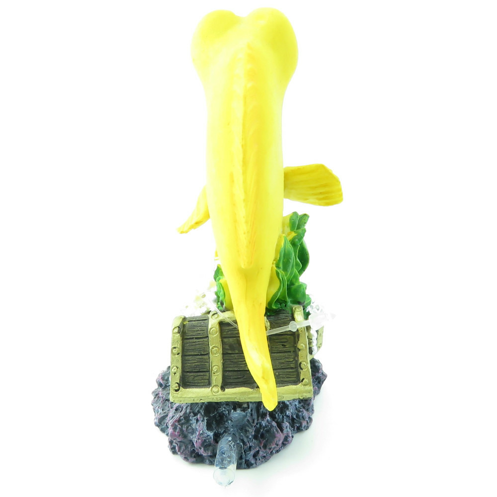 Leto poisson jaune. Taille 9 x 5 x 11 cm. Décoration aquarium.
