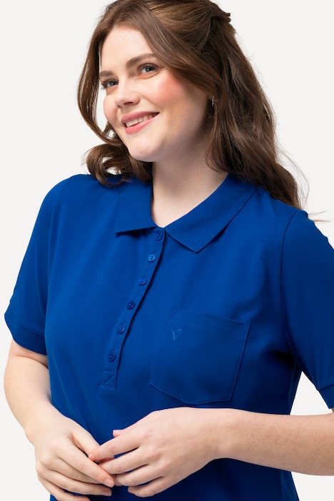 Polokleid, Piquee, halbe Knopfleiste, Halbarm