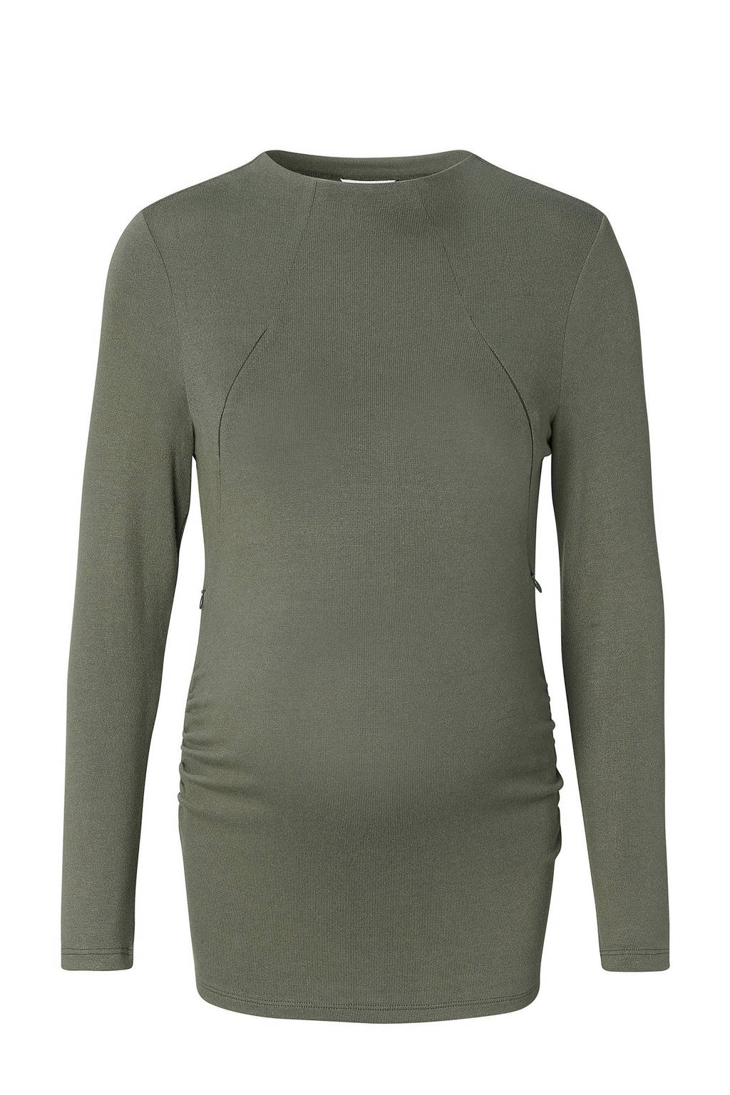 Noppies zwangerschaps- en voedingslongsleeve Rosa olijfgroen