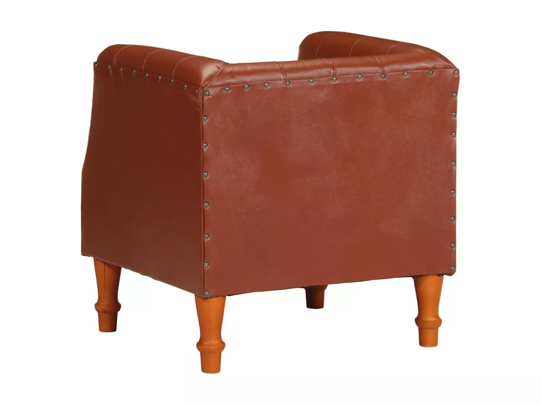 Fauteuil marron cuir véritable