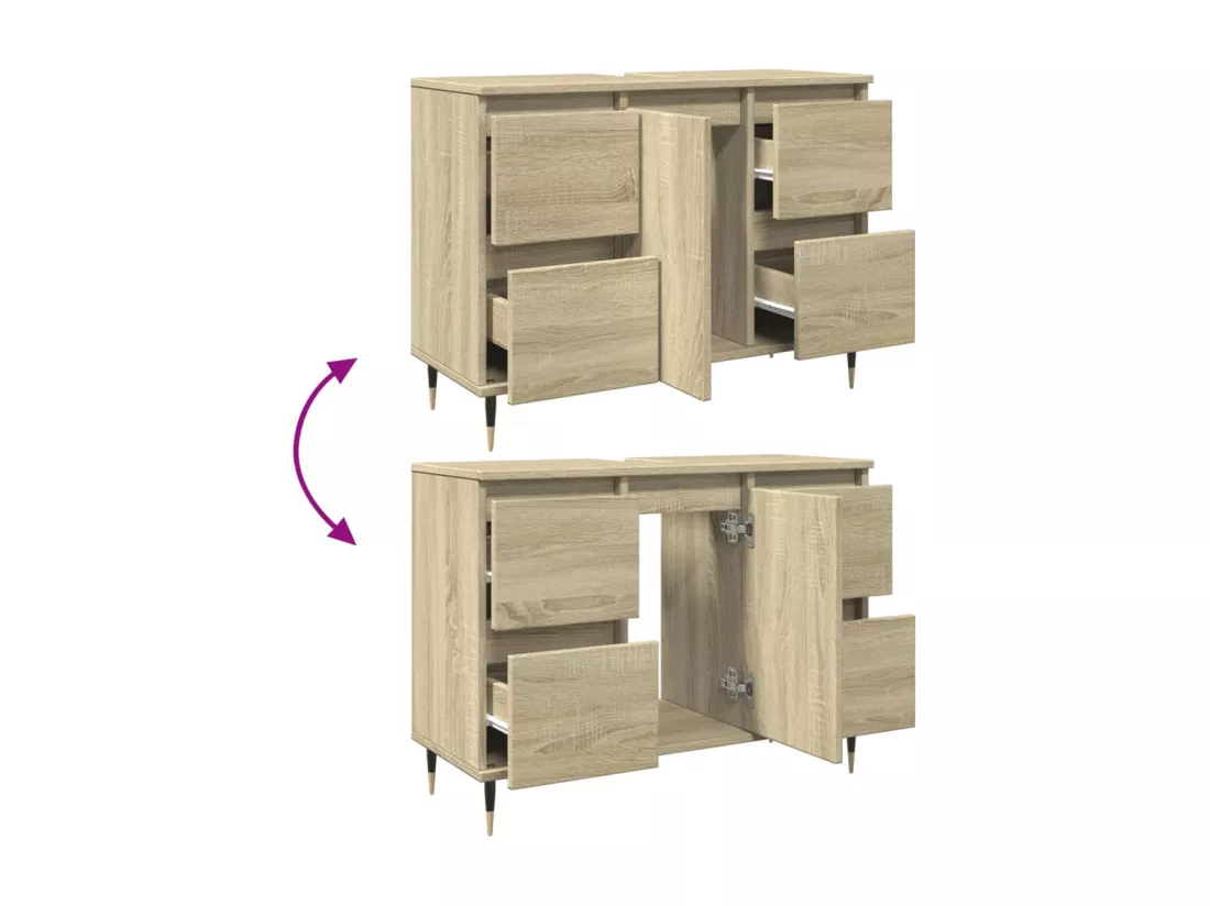 Armoire salle de bain chêne sonoma 80x33x60cm bois d'ingénierie